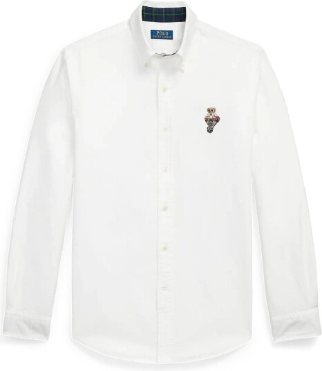 Polo Ralph Lauren Custom Fit Polo Bear Oxford Shirt 7437C CERAMIC WHI XS