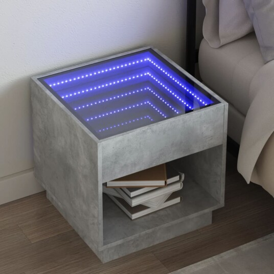 Salongbord med Infinity LED betonggrå 50x50x50 cm 3284087