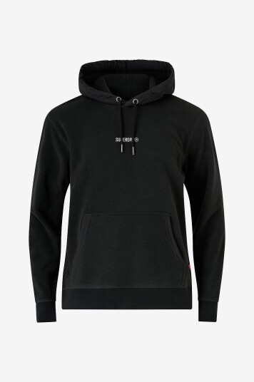 Superdry Hettegenser Micro Logo Fleece Hood Svart