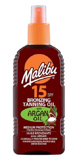 Malibu Sololje med Arganolje SPF15 200 ml - Fuktighetsgivende Bronzende Effekt