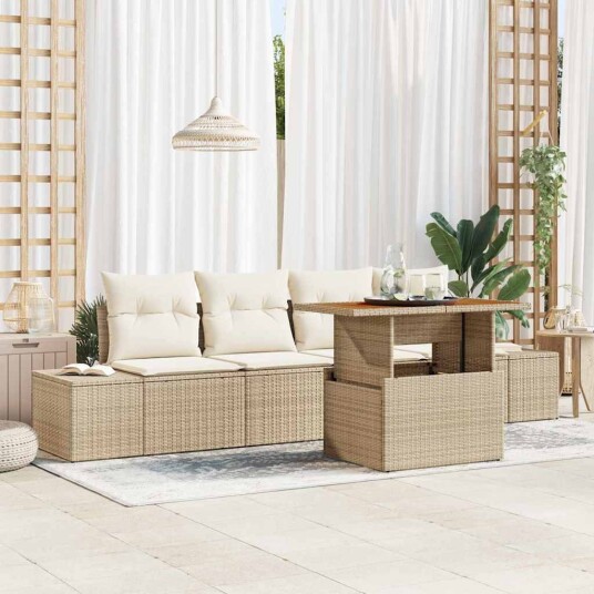 Hage Spisegruppe med pute med pute Beige, krem 100 x 55 x 73 cm
