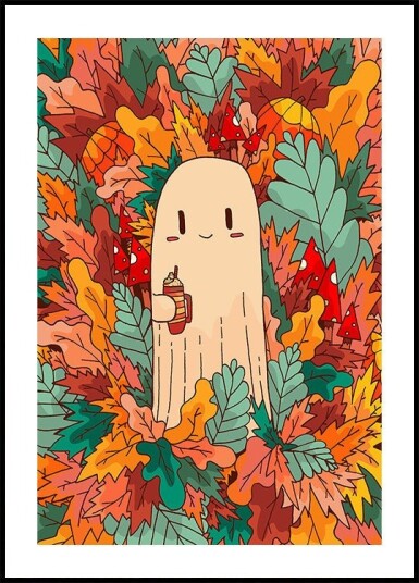 A ghost and coffee Poster Plakat / 50x70cm