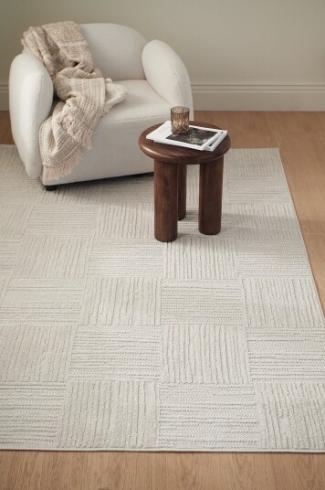 &Home   Teppe Daisy Check   Hvit