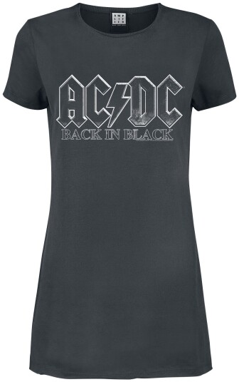 AC/DC Kort kjole - Amplified Collection - Back In Black - S til XL - Damer - koksgrå