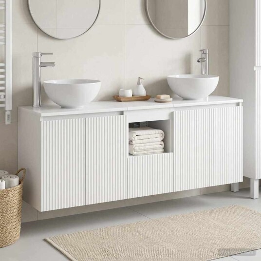 vidaXL Baderomsskapsett 3 stk. Hvit 49,5 x 41 x 64,5 cm Konstruert tre vidaXL Baderomsskapsett 3 stk. Hvit 49,5 x 41 x 64,5 cm Konstruert tre