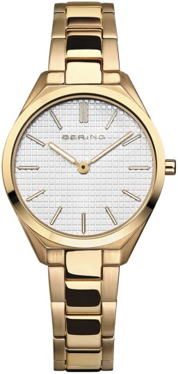 Bering Dameklokke 17231 734 Ultra Slim Hvit/Gulltonet stål Ø31 mm