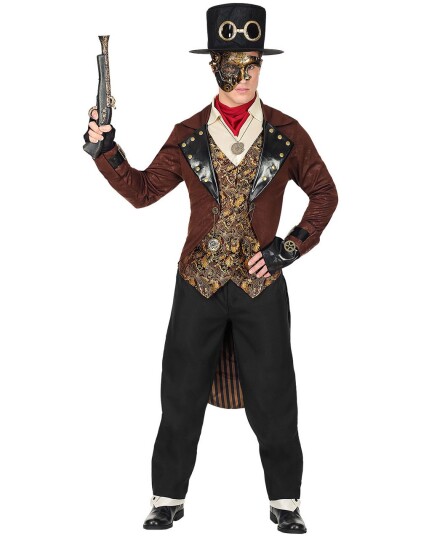 Svart og Bronsefarget Steampunk Herrekostyme Strl M
