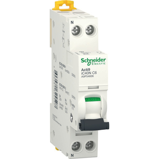 Schneider Electric Acti 9 automatsikring 1P + N 6A 230V 6/10 kA C (3606481324597) Schneider Electric Acti 9 automatsikring 1P + N 6A 230V 6/10 kA C (3606481324597)