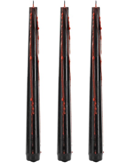 3 stk Svarte Lys 25 cm Blødende Voks Effekt