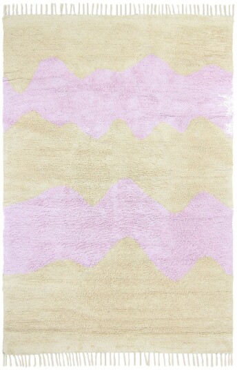 Ryetepper Amira Natural Cotton Shaggy beige/lilla Størrelse: 240 x 340 cm