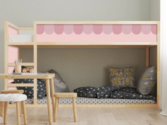 Selvklebende klistremerker for Ikea KURA seng / Stripet Scallop design
