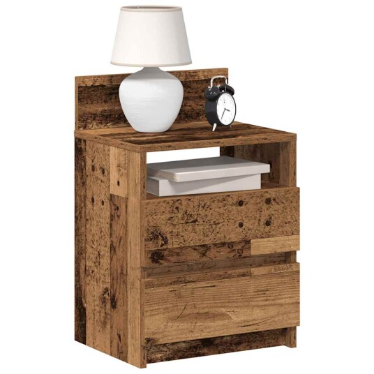  Nattbord 2 stk med 2 skuffer gammelt tre 40x33x60 cm 8721158574541