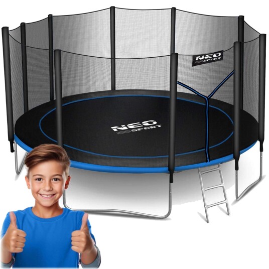 Hagetrampolin 15ft/465cm med utendørs nett og stige Neo Sport Hagetrampolin 15ft/465cm med utendørs nett og stige Neo Sport