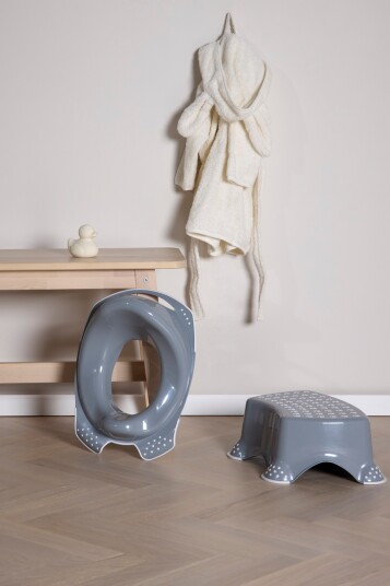 Beemoo CARE Anti-Slip Toalettsete og Krakk Grå