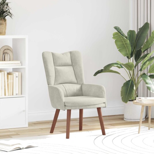 Avslappende stol Krem 63 x 67 x 94 cm Fløyel Avslappende stol Krem 63 x 67 x 94 cm Fløyel