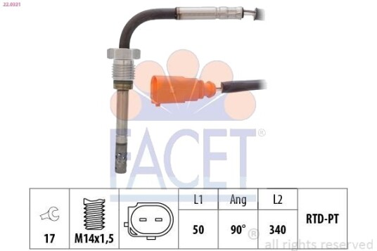 Sensor, eksostemperatur FACET 22.0321