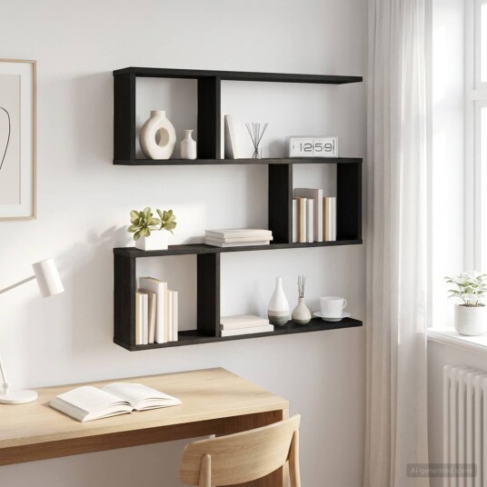 vidaXL Vegghylle Svart eik 80 x 12 x 79,5 cm Konstruert tre