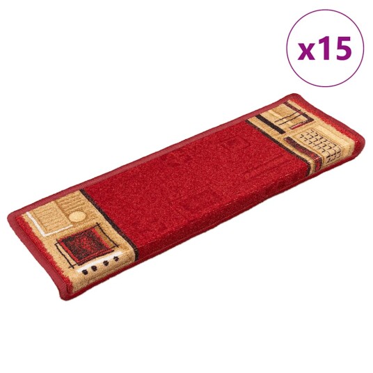 vidaXL Selvklebende trappematter 15 stk 65x25 cm rød