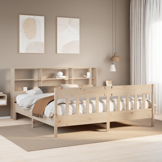 Sengeramme med madrass 200x200 cm heltre furu 8721158619969