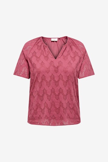 Only Carmakoma - Bluse carCleanor SS V-neck Top Wvn - Rød
