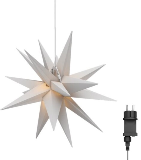 Goobay LED-julstjärna 3D Ø 56 cm 4,5 V utomhustransformator med timer och 18 spetsar varmvitt  3000 K  av väderbeständig plast  IP44  kabel 9,5 m