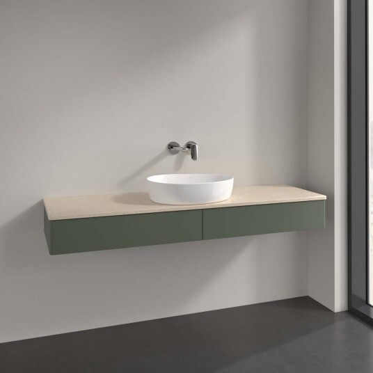 Villeroy & Boch  Antao Servantskap med 2 skuffer 160x50x19 cm m/lys Grønn Matt/Crème