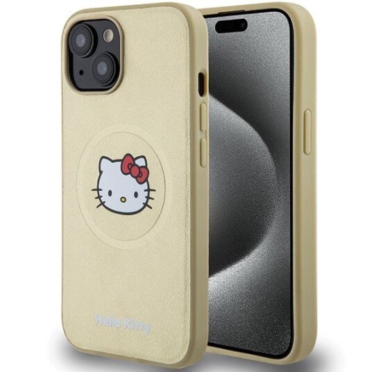 Hello Kitty Mobildeksel Hardcase i Lær med MagSafe til iPhone 14/15/13 - Gull