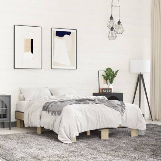  Sengeramme sonoma eik 120x200 cm konstruert tre og metall 8721102448416