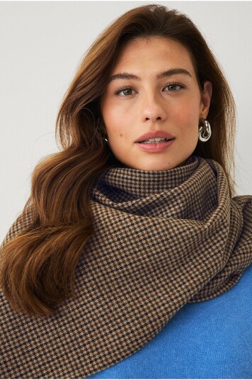Ellos Collection   Rutete skjerf   Brun