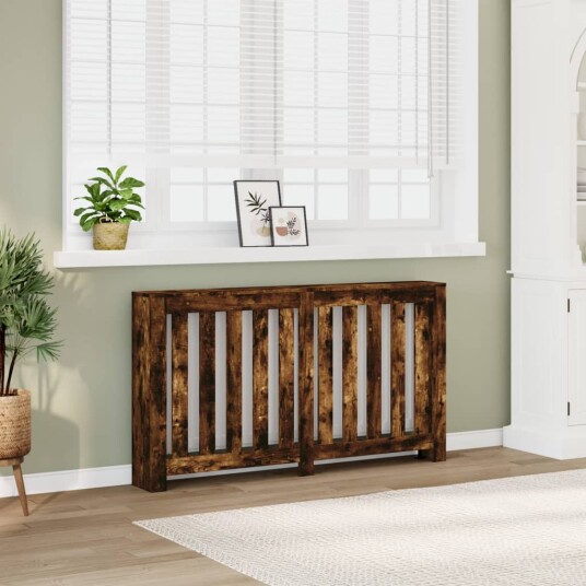 Radiatordeksel røkt eik 149x20x82 cm konstruert tre Radiatordeksel røkt eik 149x20x82 cm konstruert tre