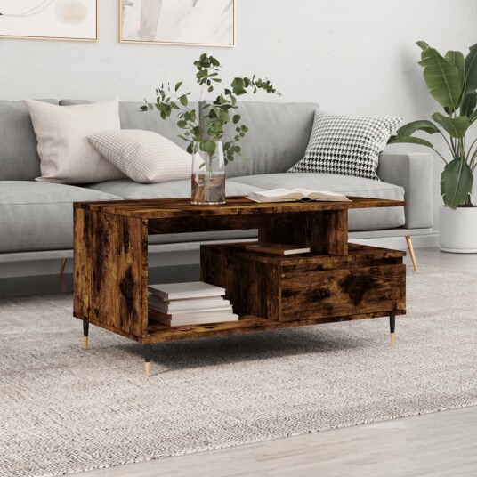 Salongbord røkt eik 90x49x45 cm konstruert tre 8721012113282 Salongbord røkt eik 90x49x45 cm konstruert tre 8721012113282