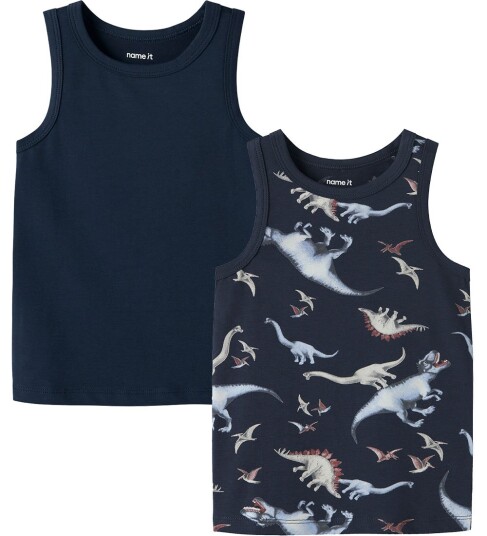 Name It Nmmtank 2-pakning Topper i Navy Dino - Barneklær Størrelse 98