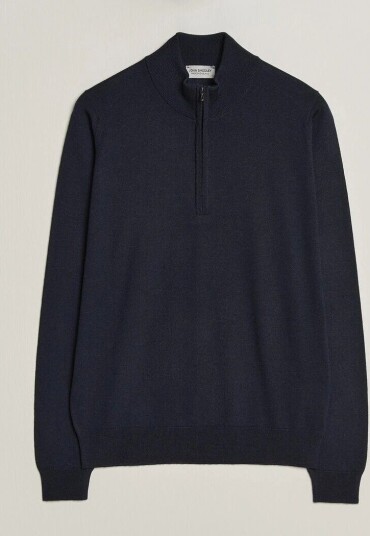 John Smedley Tapton Extra Fine Merino Half Zip Midnight