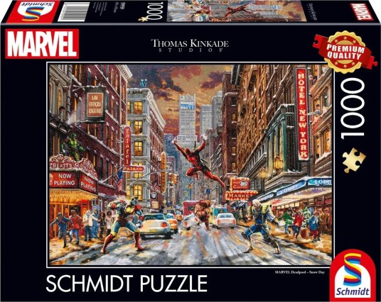 Schmidt Spiele Thomas Kinkade Puslespill   1000 brikker   Marvel Deadpool Snow Day
