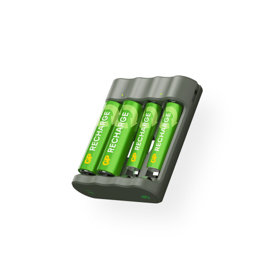 GP B441 Batterilader med 2 x AA 2100 mAh og 2 x AAA 800 mAh