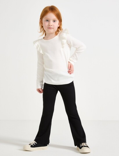Lindex Leggings Flare 2X2 Rib Black 116 Lindex Leggings Flare 2X2 Rib Black 116