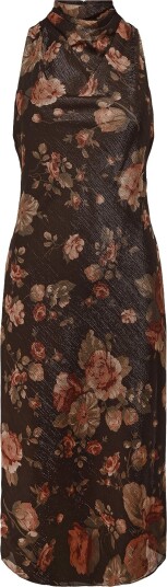 Lauren Ralph Lauren Floral Georgette Mockneck Cocktail Dress   BROWN MULTI   42