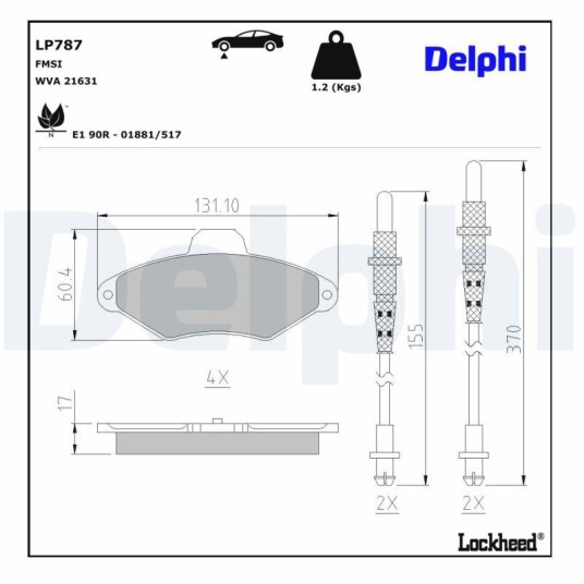 Bremseklosser sett DELPHI LP787 Bremseklosser sett DELPHI LP787