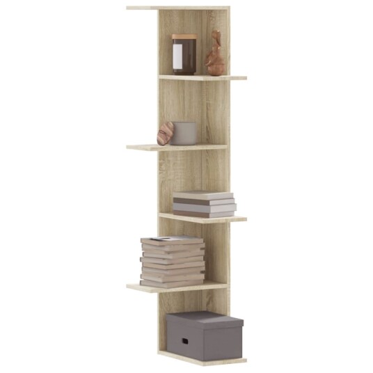  Veggmontert hylle sonoma eik 36,5x36,5x140 cm konstruert tre