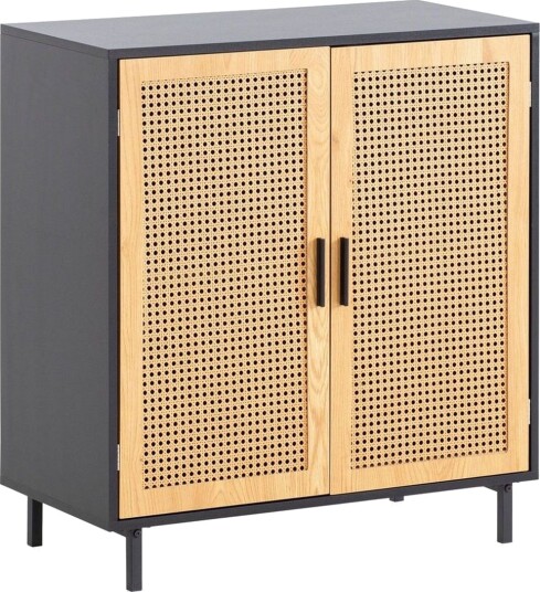 Skjenk Wohnling Melaminbelagt MDF 80 cm 2 dører med flettverk i Wieners stil moderne -