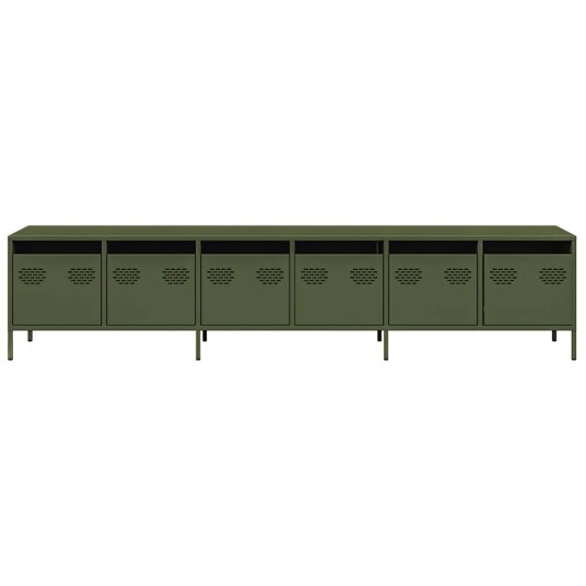 TV benk olivengrønn 202x39x43,5 cm kaldvalset stål