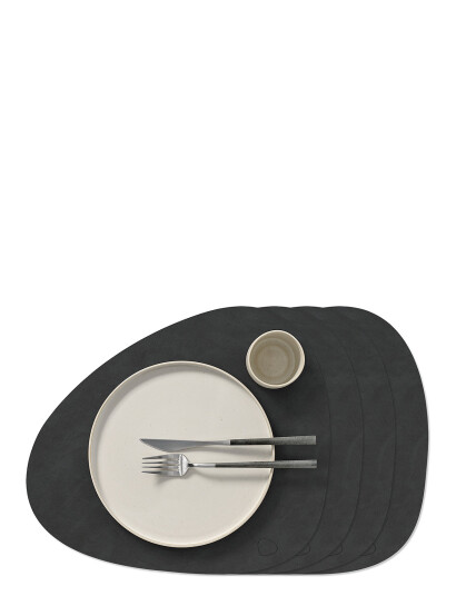 LIND DNA 4-Set Dækkeserviet Curve L Nupo - Black - 37X44CM
