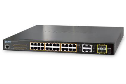PLANET Switch 24-p Gigabit +4xSFP 24xPoE 10/100/1000 Mbps 2xSFP/TP Layer 2