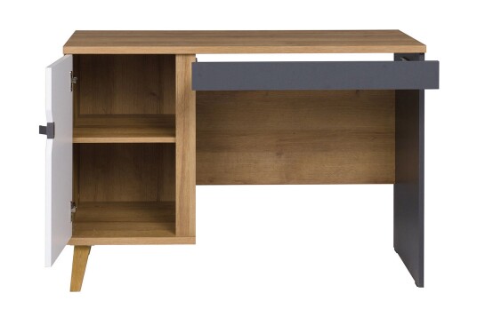 Skrivebord Lyseme 110 cm med Oppbevaring Skap   Brun/Hvit/Svart