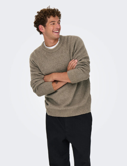 ONLY & SONS Onsdale Life Rlx Ls Raglan Knit - Beige - XS ONLY & SONS Onsdale Life Rlx Ls Raglan Knit - Beige - XS