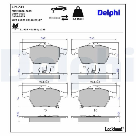 Bremseklosser DELPHI LP1731