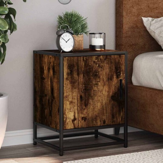  Nattbord 2 stk røkt eik 40x31x50 cm konstruert tre og metall 8721102837739