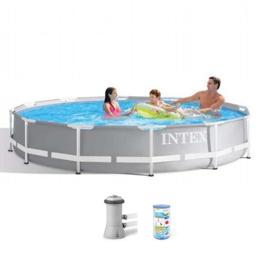 Basseng Rundt Rammebasseng 6450 Liter Komplett Med Filterpumpe Intex