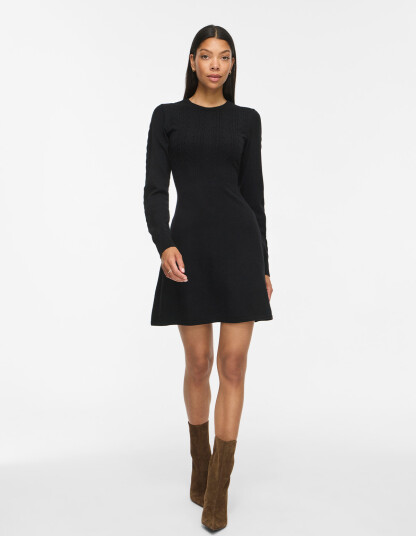 Vila Kerry O Neck Long Sleeve Cable Knit Dress Sort S