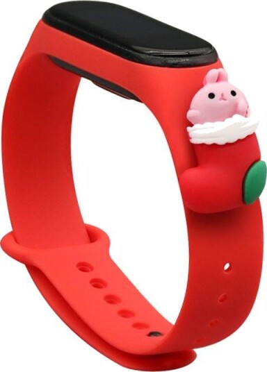 Strap Xmas for Xiaomi Mi Band 3 / 4 Christmas Silicone Strap Armbånd med sokk Rød